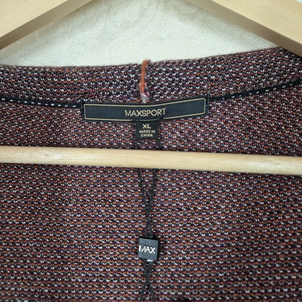 Max Sport Hooded Longline Cardigan XL Black Orange Open Front Pockets $368 SRP - Picture 11 of 16